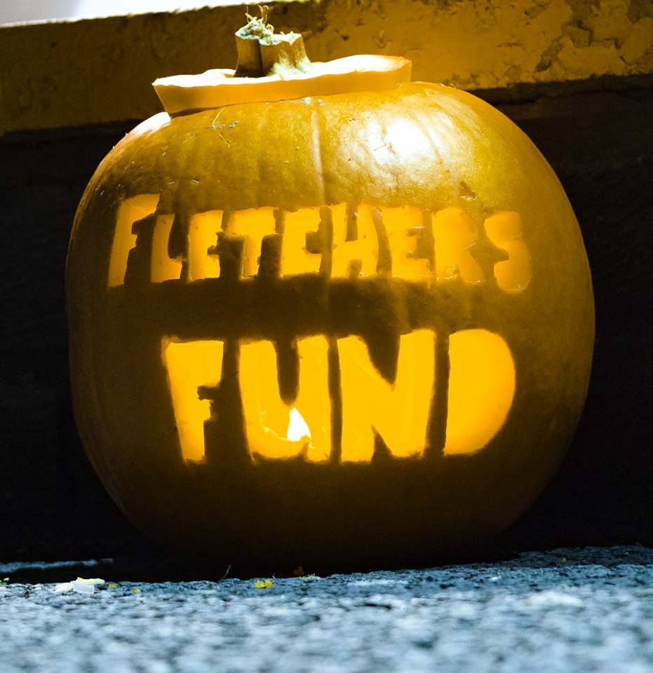 Picture of Pumpkin with 'Fletcher's Fund' carved into it